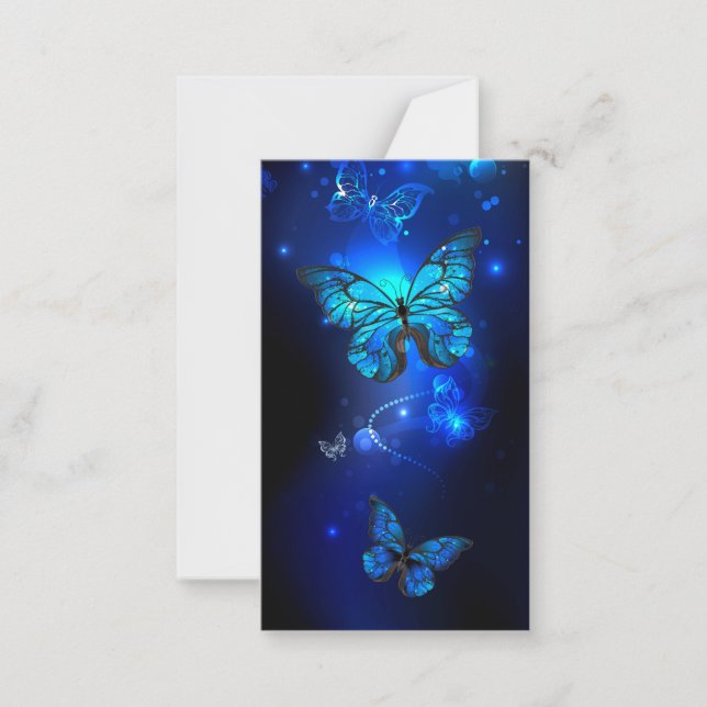 Morpho Butterfly i Mörkens bakgrund Anteckningskort (Framsida)