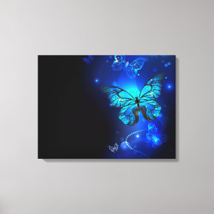Morpho Butterfly i Mörkens bakgrund Canvastryck
