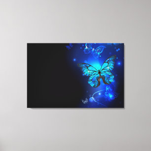 Morpho Butterfly i Mörkens bakgrund Canvastryck