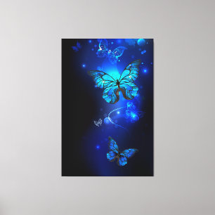 Morpho Butterfly i Mörkens bakgrund Canvastryck