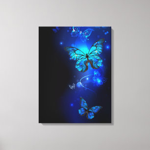 Morpho Butterfly i Mörkens bakgrund Canvastryck
