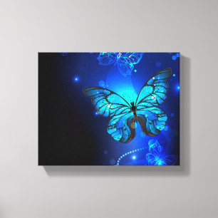 Morpho Butterfly i Mörkens bakgrund Canvastryck