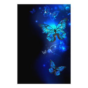 Morpho Butterfly i Mörkens bakgrund Fototryck
