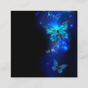 Morpho Butterfly i Mörkens bakgrund Fyrkantigt Visitkort