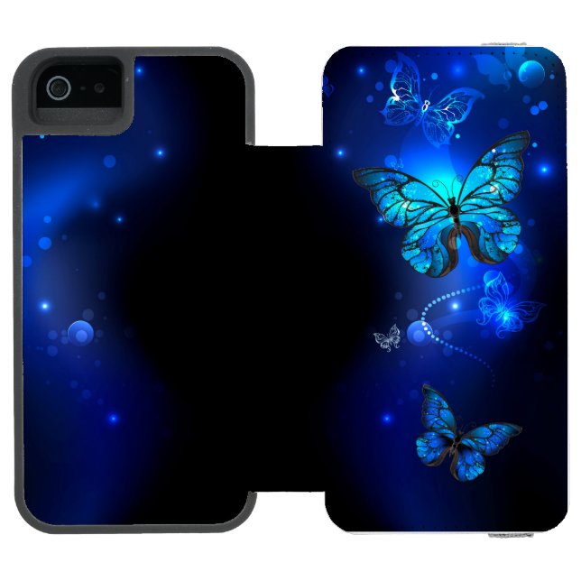 Morpho Butterfly i Mörkens bakgrund Incipio iPhone Wallet Skal (Folio Öppen)
