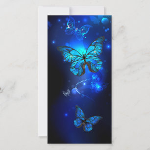 Morpho Butterfly i Mörkens bakgrund Julkort
