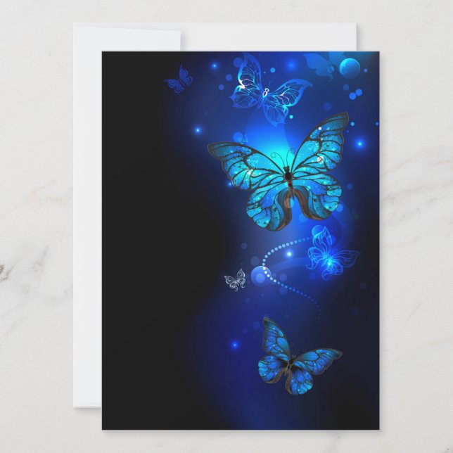 Morpho Butterfly i Mörkens bakgrund Julkort (Framsida)