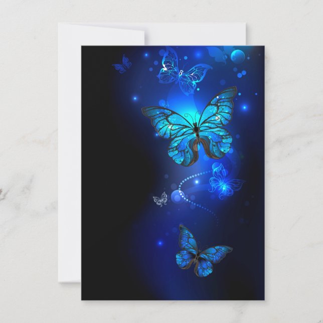 Morpho Butterfly i Mörkens bakgrund Julkort (Framsida)
