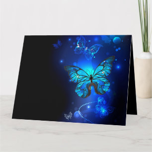 Morpho Butterfly i Mörkens bakgrund Kort