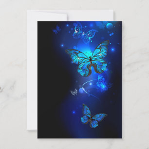Morpho Butterfly i Mörkens bakgrund Kort