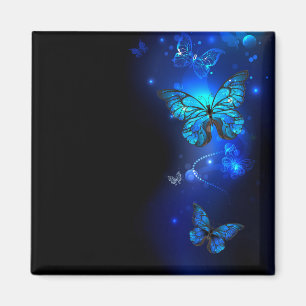 Morpho Butterfly i Mörkens bakgrund Magnet
