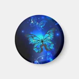 Morpho Butterfly i Mörkens bakgrund Magnet