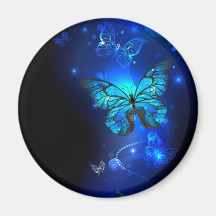 Morpho Butterfly i Mörkens bakgrund Magnet