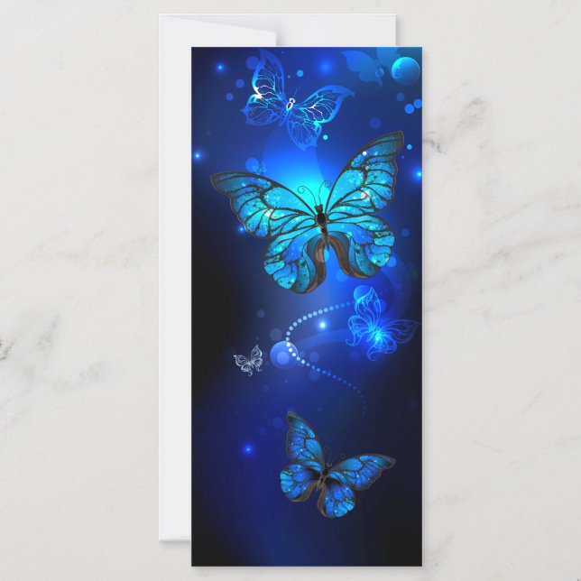 Morpho Butterfly i Mörkens bakgrund Magnetisk Inbjudningskort (Framsida)