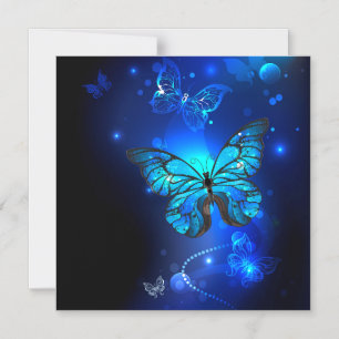 Morpho Butterfly i Mörkens bakgrund Magnetisk Inbjudningskort