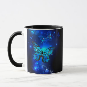 Morpho Butterfly i Mörkens bakgrund Mugg