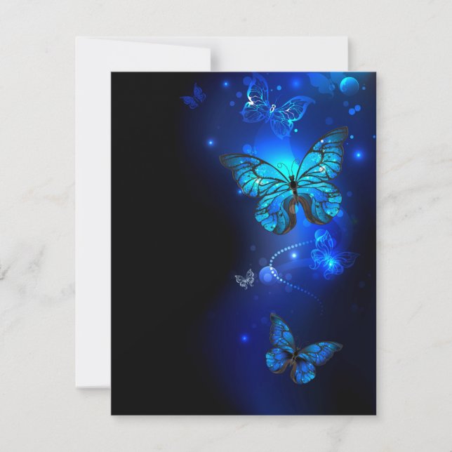Morpho Butterfly i Mörkens bakgrund OSA Kort (Framsida)