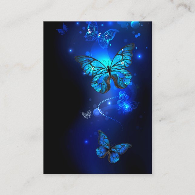 Morpho Butterfly i Mörkens bakgrund Placeringskort (Framsida)