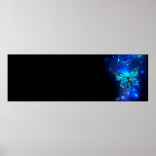 Morpho Butterfly i Mörkens bakgrund Poster