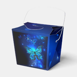 Morpho Butterfly i Mörkens bakgrund Presentaskar