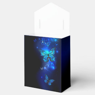 Morpho Butterfly i Mörkens bakgrund Presentaskar