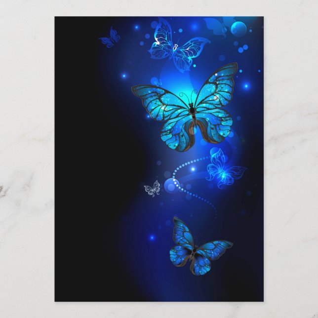 Morpho Butterfly i Mörkens bakgrund Program (Framsida)