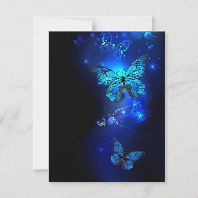 Morpho Butterfly i Mörkens bakgrund Spara Datumet (Framsida)