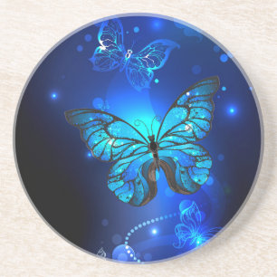 Morpho Butterfly i Mörkens bakgrund Underlägg