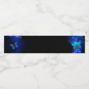 Morpho Butterfly i Mörkens bakgrund Vattenflaska Etikett