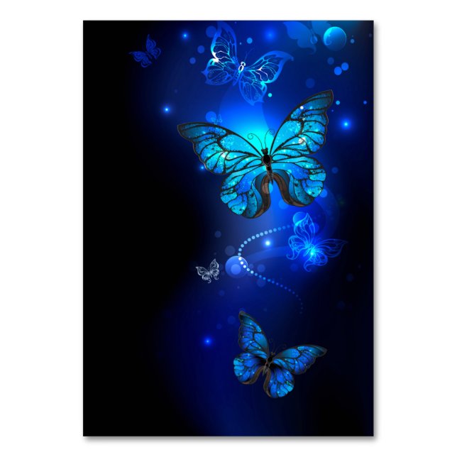 Morpho Fjäril i Mörk Bakgrund Bordsnummer (Framsidan)