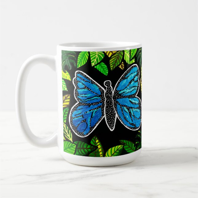 Morpho fjäril kaffemugg (Vänster)