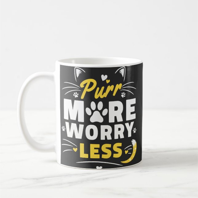 Morr mer oroa mindre Kattälskare typografi Kaffemugg (Vänster)