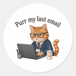 Morra Min Senaste E-post — Rolig Kontorskatta Runt Klistermärke