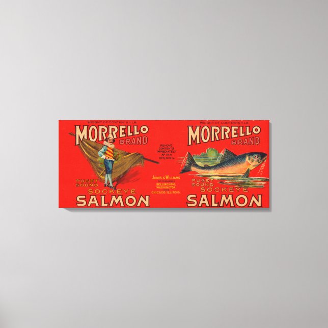 Morrello Brand Salmon Label Canvastryck (Framsida)