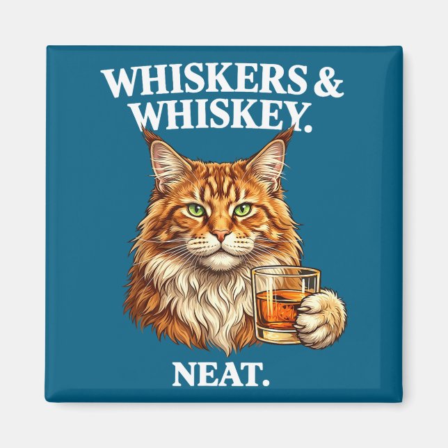 Morrhår och snygg rolig kattälskare drinker  magnet (Framsidan)