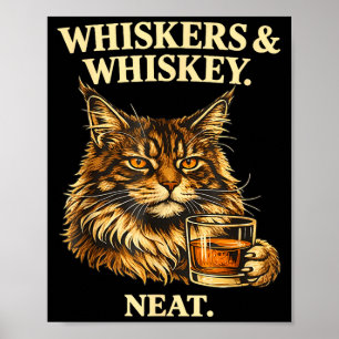 Morrhår och snygg rolig kattälskare drinker  poster