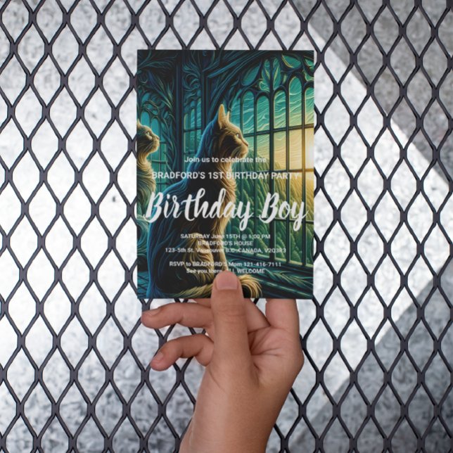 Morrhåriga väktare vid fönstret vykort (Skapare uppladdad)