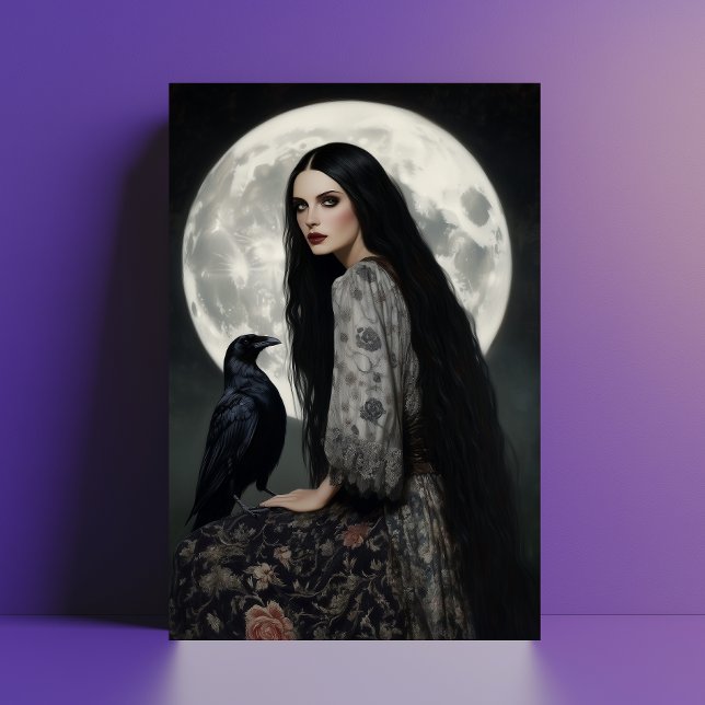 Morrigan Goddess med Raven Mörk Gothic Art Vykort (Skapare uppladdad)