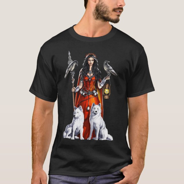 Morrigan keltisk gudinna t shirt (Framsida)