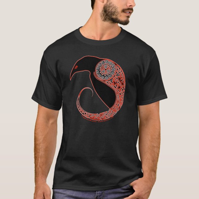 Morrigan korpsvarta den Celtic knotworkmanar Tee (Framsida)