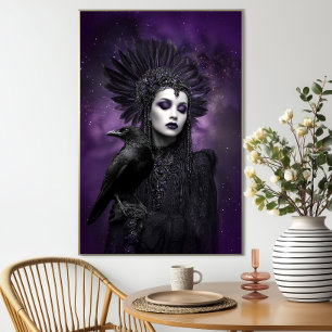Morrigan Lila Black Raven Goddess Art Poster