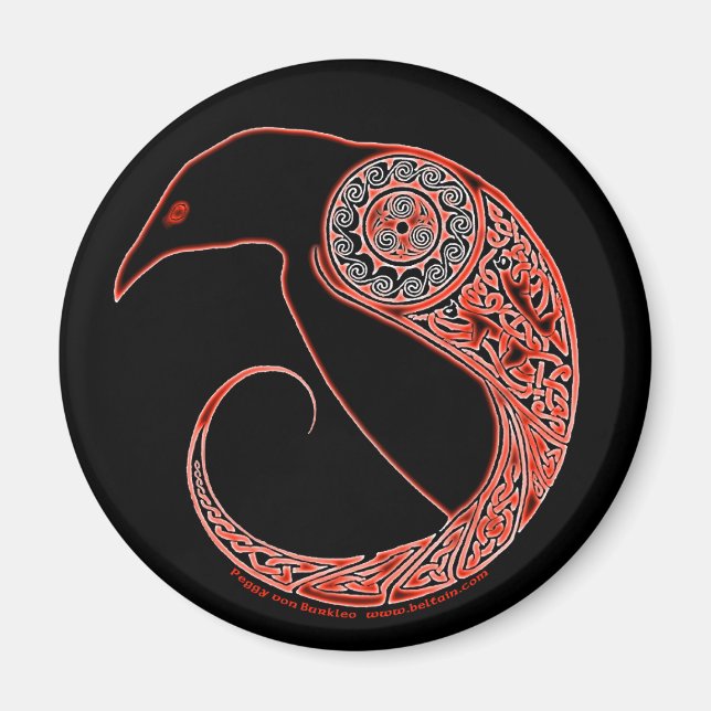 Morrigan Raven Celtic knotwork magnets black Magnet (Framsidan)