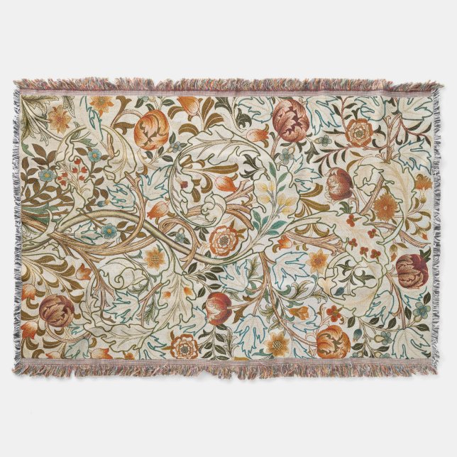 Morris Acanthus Blommigt Crewel Embroidery Mönster Filt (Framsidan)