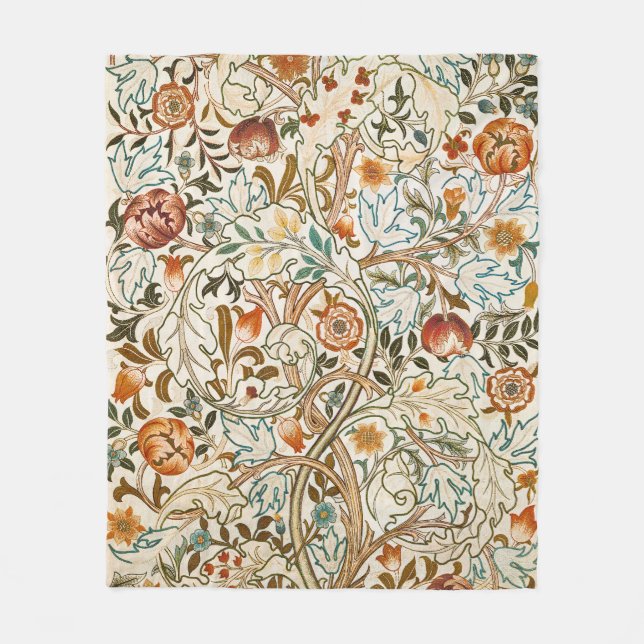 Morris Acanthus Blommigt Crewel Embroidery Mönster Fleecefilt (Framsidan)