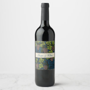 Morris - Antique 1873 Grape & Lämna & Vine Mönster Vinflaska Etikett
