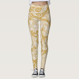Morris Bachelors Button Flower & Golden Stems Leggings