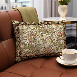 Morris Birds & Anemone Mörk Jungle Grönt Mönster Prydnadskudde