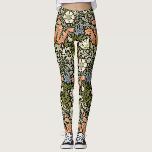 Morris BlackBackground 1896 Compton-Blommönster Leggings