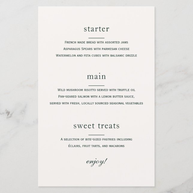 Morris Blommigt Garden Wedding Menu Card (Framsida)