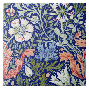 Morris Blue Background 1896 Compton-Blommönster Kakelplatta